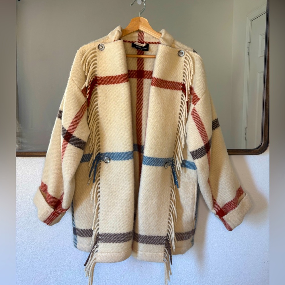 Lillunn Design of Norway Coat and Matching Scarf, 100% Wool, Berger Plaid
